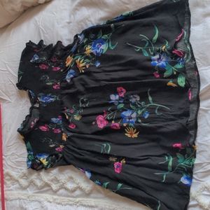 Black and Floral Sleeveless Blouse
